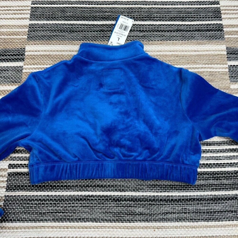 Adidas Originals x Jeremy Scott Women's Track Jacket Cropped Velour Top Blue L - Picture 8 of 15